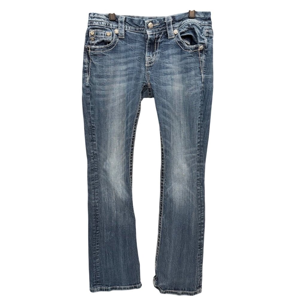 Miss Me Jeans Signature Boot (JE84628R) - Size 28 - Fleur De Lis Pockets -